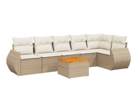 vidaXL 7-częsciowy zestaw wypoczynkowy do ogrodu, z poduszkami, beżowy Dārza mēbeļu komplekti