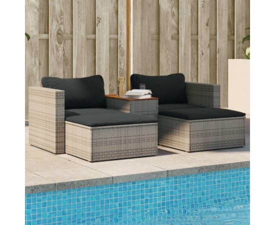 vidaXL 5-częsciowy zestaw wypoczynkowy do ogrodu, poduszki polirattan akacja Dārza mēbeļu komplekti