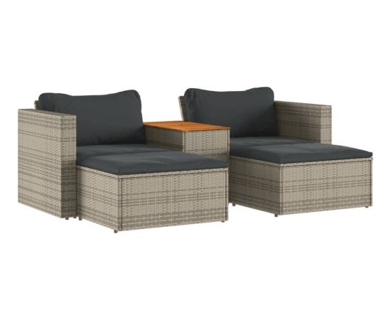 vidaXL 5-częsciowy zestaw wypoczynkowy do ogrodu, poduszki polirattan akacja Dārza mēbeļu komplekti