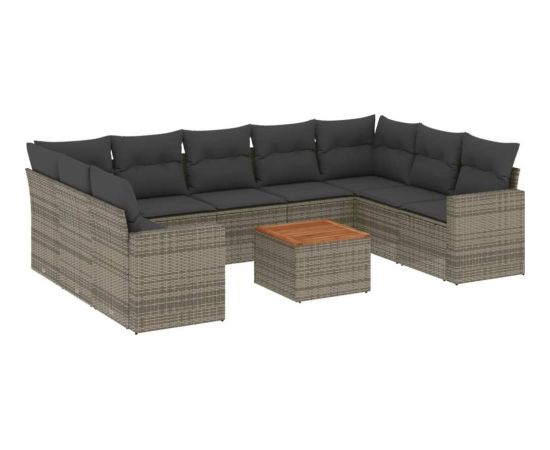 vidaXL 10-częsciowy zestaw wypoczynkowy do ogrodu, z poduszkami, szary Dārza mēbeļu komplekti