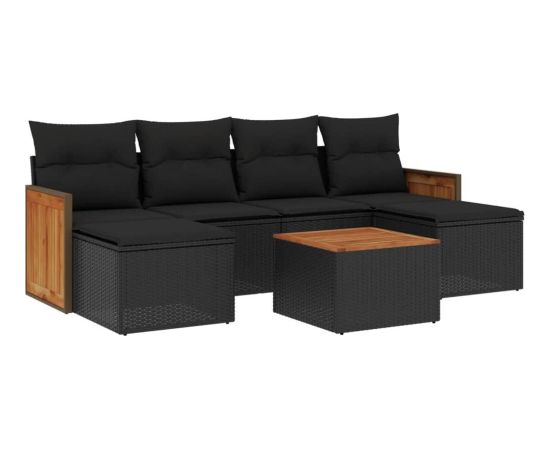 vidaXL vidaXL 7-cz. zestaw wypoczynkowy do ogrodu, z poduszkami, czarny Dārza mēbeļu komplekti