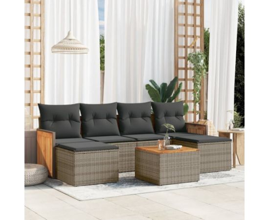 vidaXL vidaXL 7-cz. zestaw wypoczynkowy do ogrodu, z poduszkami, szary Dārza mēbeļu komplekti