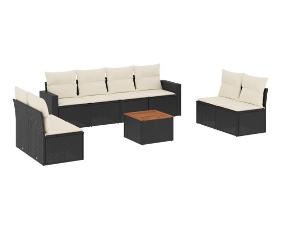 vidaXL 9-częsciowy zestaw wypoczynkowy do ogrodu, z poduszkami, czarny Dārza mēbeļu komplekti