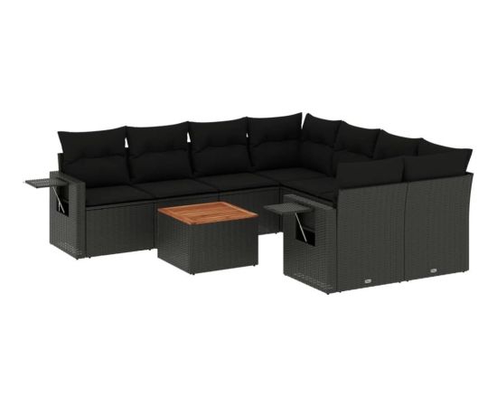 vidaXL 9-częsciowy zestaw wypoczynkowy do ogrodu, z poduszkami, czarny Dārza mēbeļu komplekti