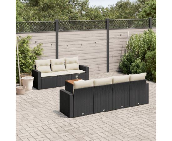 vidaXL 8-częsciowy zestaw wypoczynkowy do ogrodu, z poduszkami, czarny Dārza mēbeļu komplekti