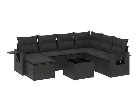 vidaXL 8-częsciowy zestaw wypoczynkowy do ogrodu, z poduszkami, czarny Dārza mēbeļu komplekti