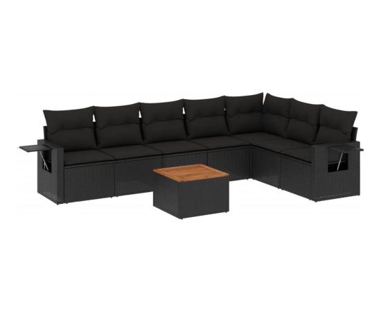 vidaXL 8-częsciowy zestaw wypoczynkowy do ogrodu, z poduszkami, czarny Dārza mēbeļu komplekti