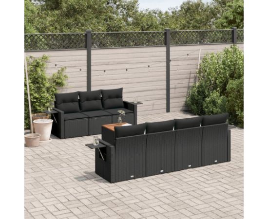 vidaXL 8-częsciowy zestaw wypoczynkowy do ogrodu, z poduszkami, czarny Dārza mēbeļu komplekti