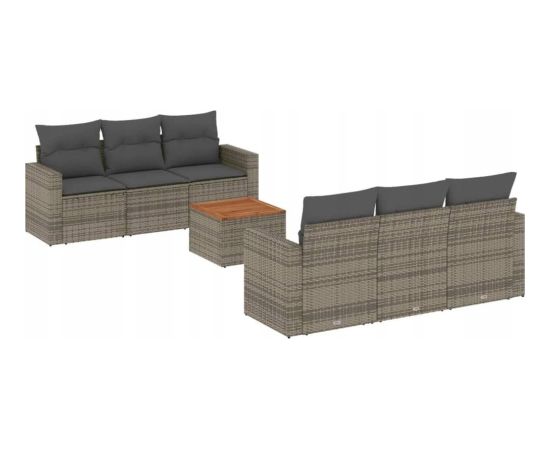 vidaXL 7-częsciowy zestaw wypoczynkowy do ogrodu, z poduszkami, szary Dārza mēbeļu komplekti