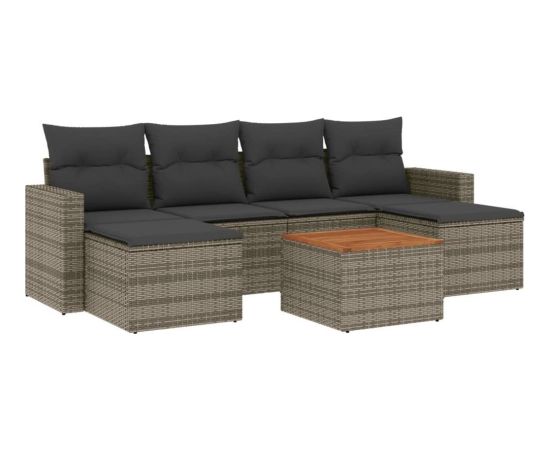 vidaXL 7-częsciowy zestaw wypoczynkowy do ogrodu, z poduszkami, szary Dārza mēbeļu komplekti