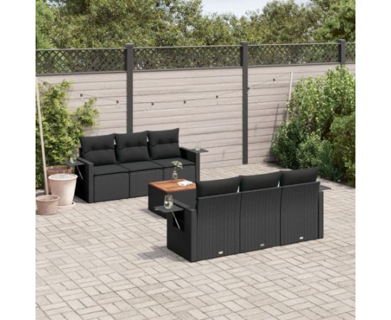 vidaXL 7-częsciowy zestaw wypoczynkowy do ogrodu, z poduszkami, czarny Dārza mēbeļu komplekti