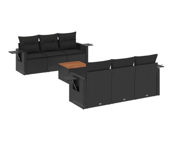 vidaXL 7-częsciowy zestaw wypoczynkowy do ogrodu, z poduszkami, czarny Dārza mēbeļu komplekti