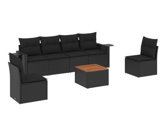 vidaXL 7-częsciowy zestaw wypoczynkowy do ogrodu, z poduszkami, czarny Dārza mēbeļu komplekti