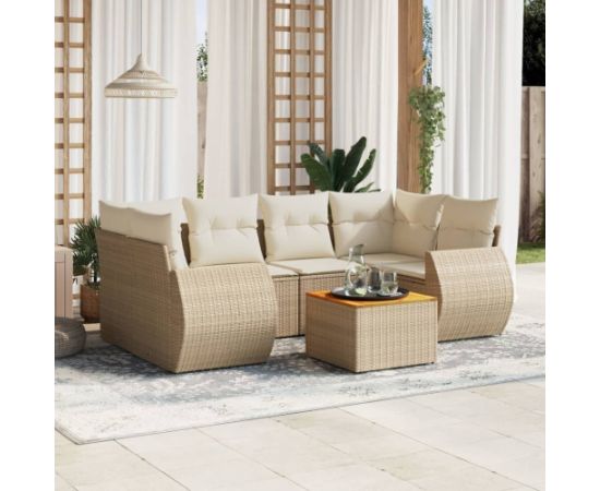 vidaXL 7-częsciowy zestaw wypoczynkowy do ogrodu, z poduszkami, beżowy Dārza mēbeļu komplekti