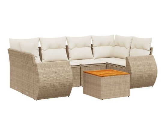 vidaXL 7-częsciowy zestaw wypoczynkowy do ogrodu, z poduszkami, beżowy Dārza mēbeļu komplekti