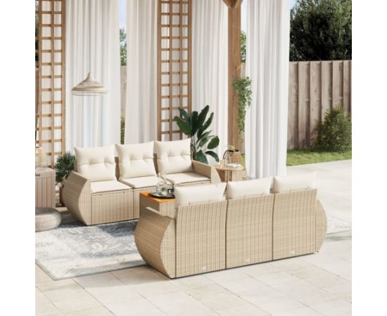 vidaXL 7-częsciowy zestaw wypoczynkowy do ogrodu, z poduszkami, beżowy Dārza mēbeļu komplekti