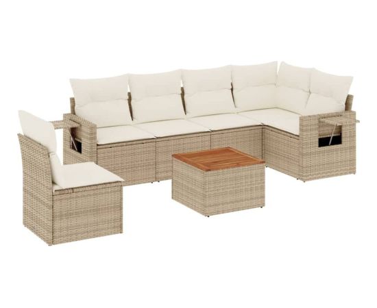 vidaXL 7-częsciowy zestaw wypoczynkowy do ogrodu, z poduszkami, beżowy Dārza mēbeļu komplekti