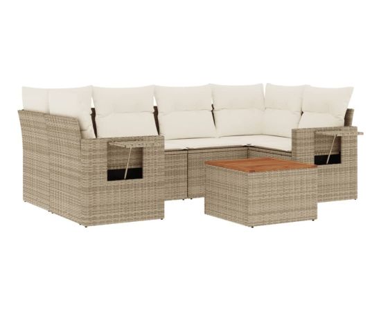 vidaXL 7-częsciowy zestaw wypoczynkowy do ogrodu, z poduszkami, beżowy Dārza mēbeļu komplekti