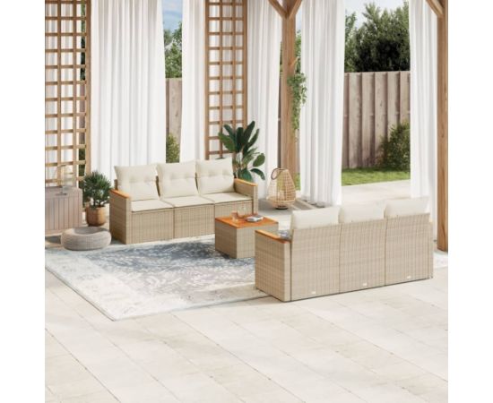 vidaXL 7-częsciowy zestaw wypoczynkowy do ogrodu, z poduszkami, beżowy Dārza mēbeļu komplekti