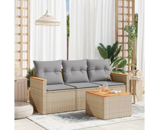 vidaXL 4-częsciowy zestaw mebli ogrodowych z poduszkami, mieszany beż Dārza mēbeļu komplekti