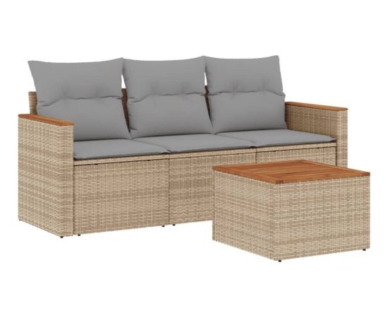 vidaXL 4-częsciowy zestaw mebli ogrodowych z poduszkami, mieszany beż Dārza mēbeļu komplekti