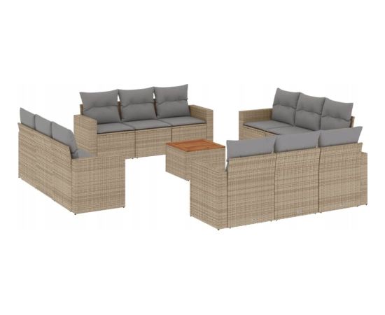 vidaXL 13-częsciowy zestaw mebli ogrodowych z poduszkami, mieszany beż Dārza mēbeļu komplekti