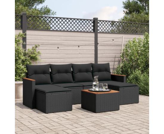 vidaXL vidaXL 7-cz. zestaw wypoczynkowy do ogrodu, z poduszkami, czarny Dārza mēbeļu komplekti