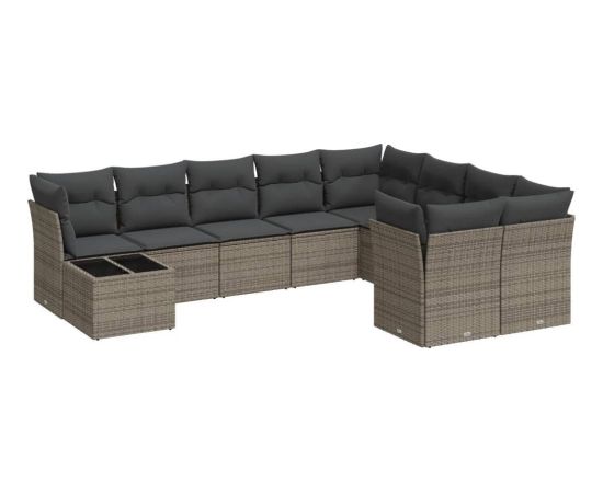 vidaXL 10-częściowy zestaw wypoczynkowy do ogrodu, z poduszkami, szary Dārza mēbeļu komplekti