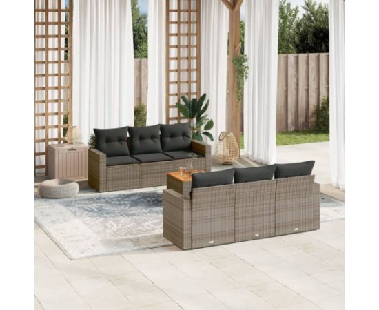 vidaXL 7-częściowy zestaw wypoczynkowy do ogrodu, z poduszkami, szary Dārza mēbeļu komplekti