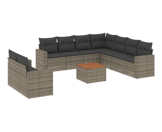 vidaXL 10-częściowy zestaw wypoczynkowy do ogrodu, z poduszkami, szary Dārza mēbeļu komplekti