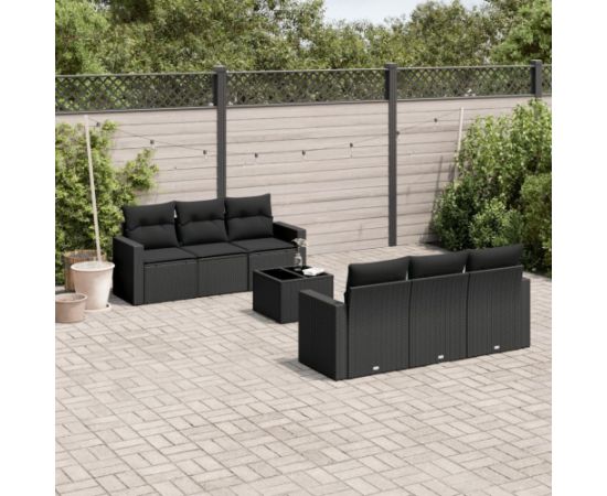 vidaXL 7-częściowy zestaw wypoczynkowy do ogrodu, z poduszkami, czarny Dārza mēbeļu komplekti