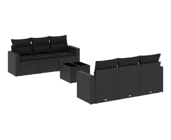 vidaXL 7-częściowy zestaw wypoczynkowy do ogrodu, z poduszkami, czarny Dārza mēbeļu komplekti