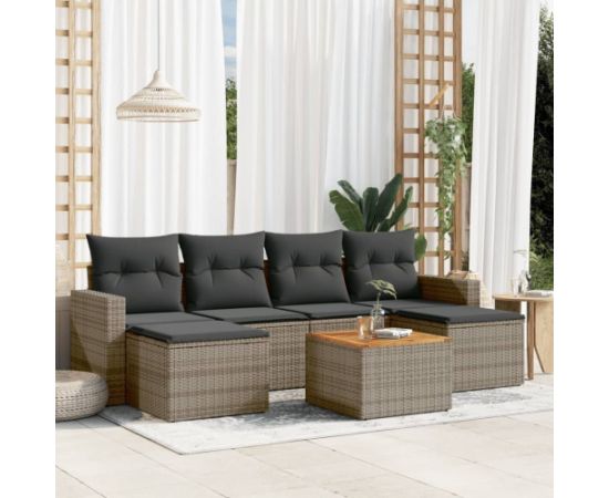 vidaXL 7-częściowy zestaw wypoczynkowy do ogrodu, z poduszkami, szary Dārza mēbeļu komplekti