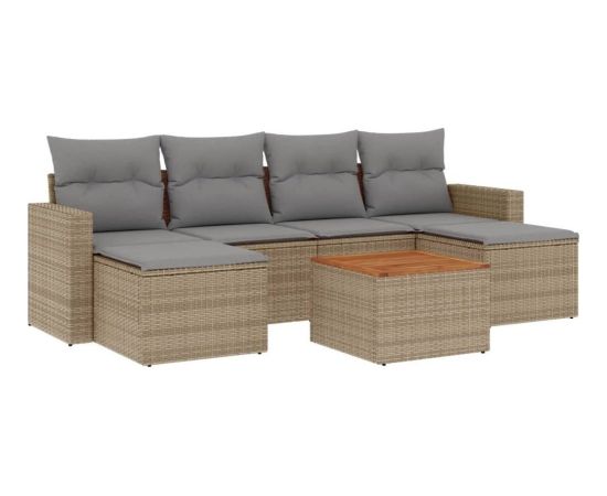 vidaXL 7-częściowy zestaw wypoczynkowy do ogrodu, z poduszkami, beżowy Dārza mēbeļu komplekti