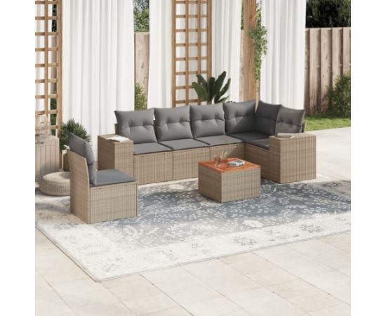 vidaXL 7-częściowy zestaw wypoczynkowy do ogrodu, z poduszkami, beżowy Dārza mēbeļu komplekti