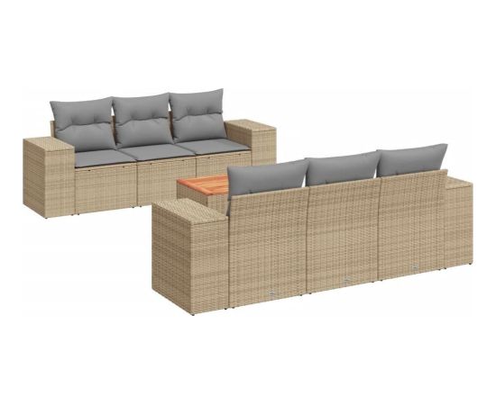 vidaXL 7-częściowy zestaw wypoczynkowy do ogrodu, z poduszkami, beżowy Dārza mēbeļu komplekti