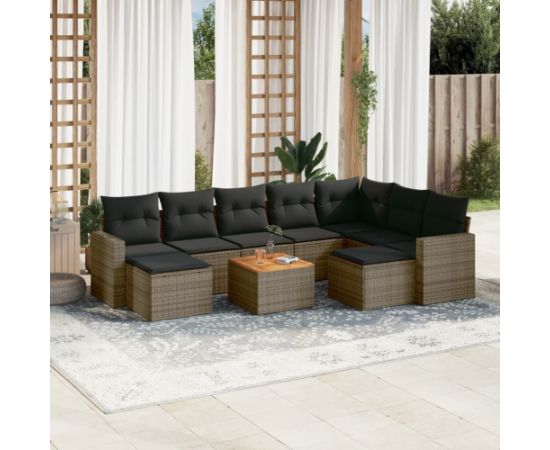 vidaXL 10-częściowy zestaw wypoczynkowy do ogrodu, z poduszkami, szary Dārza mēbeļu komplekti