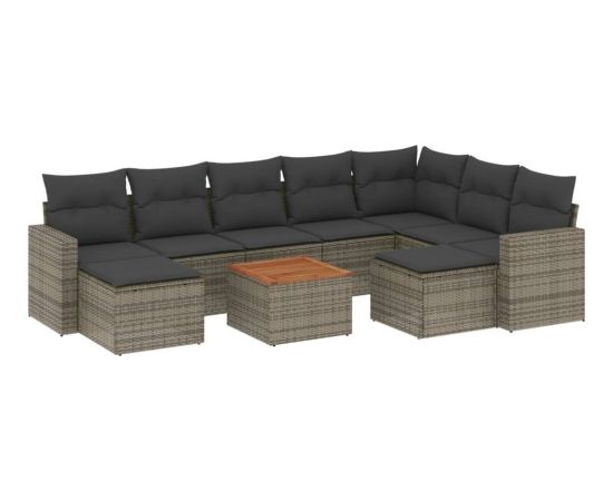 vidaXL 10-częściowy zestaw wypoczynkowy do ogrodu, z poduszkami, szary Dārza mēbeļu komplekti