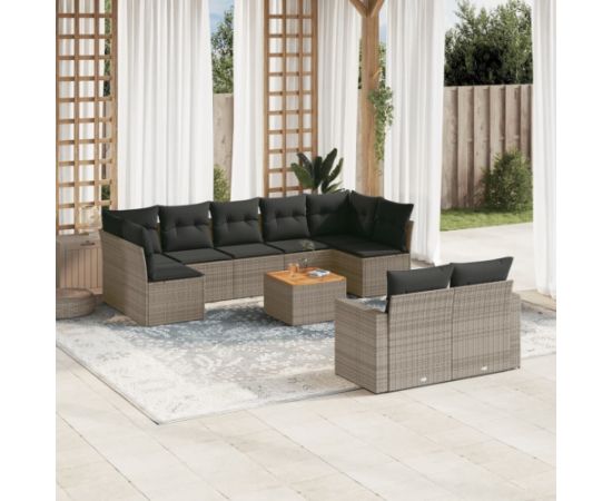 vidaXL 10-częściowy zestaw wypoczynkowy do ogrodu, z poduszkami, szary Dārza mēbeļu komplekti