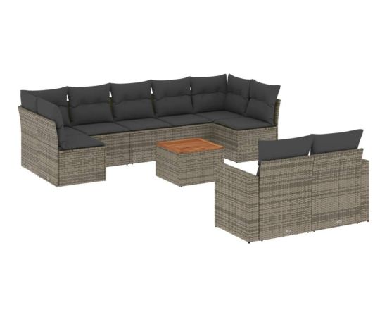 vidaXL 10-częściowy zestaw wypoczynkowy do ogrodu, z poduszkami, szary Dārza mēbeļu komplekti