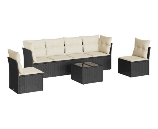 vidaXL 7-częściowy zestaw wypoczynkowy do ogrodu, z poduszkami, czarny Dārza mēbeļu komplekti