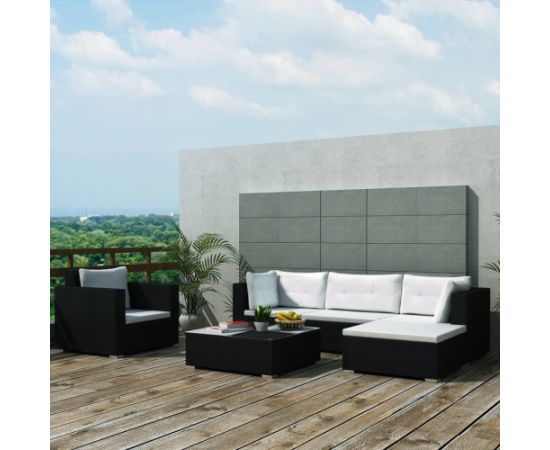 vidaXL 6-częściowy zestaw wypoczynkowy do ogrodu, poduszki, rattan PE czarny Dārza mēbeļu komplekti