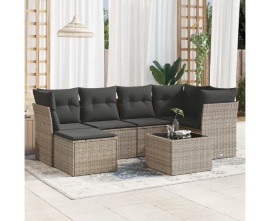 vidaXL 7-częściowy zestaw wypoczynkowy do ogrodu, z poduszkami, szary Dārza mēbeļu komplekti