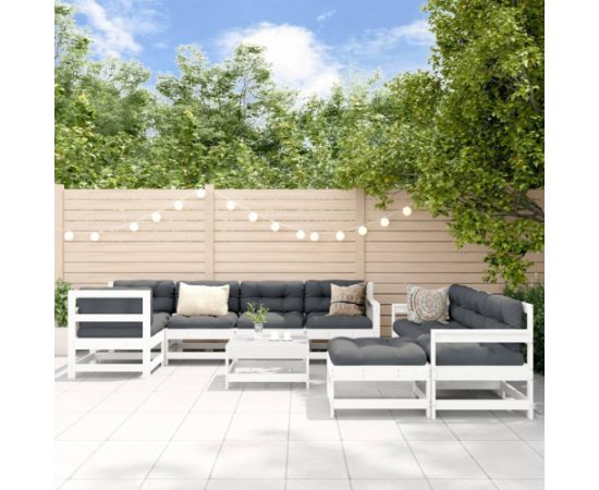 vidaXL vidaXL 10-cz. zestaw wypoczynkowy do ogrodu, biały, drewno sosnowe Dārza mēbeļu komplekti