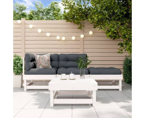 vidaXL vidaXL 4-cz. zestaw mebli ogrodowych, biały, drewno sosnowe Dārza mēbeļu komplekti