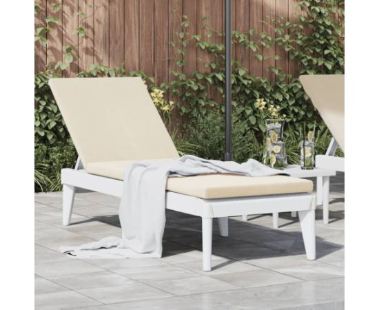 vidaXL Leżak z poduszką, biały, 186x60x29 cm, PP Шезлонги и пляжные стулья
