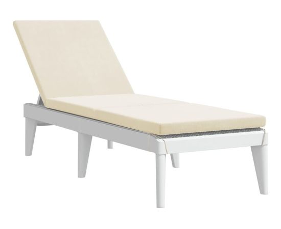 vidaXL Leżak z poduszką, biały, 186x60x29 cm, PP Шезлонги и пляжные стулья