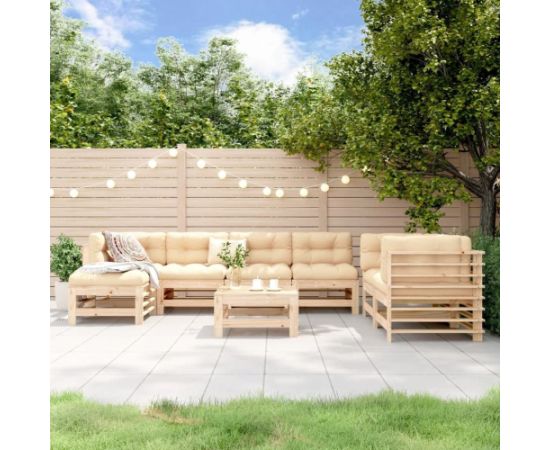 vidaXL 8-częściowy zestaw wypoczynkowy do ogrodu, lite drewno sosnowe Dārza mēbeļu komplekti