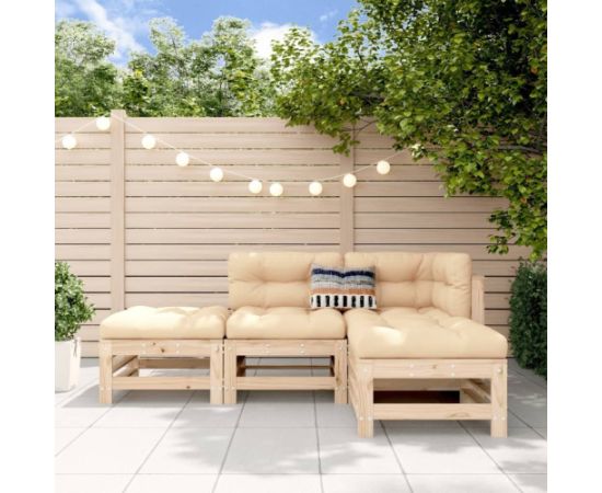 vidaXL 4-częściowy zestaw mebli ogrodowych, lite drewno sosnowe Dārza mēbeļu komplekti