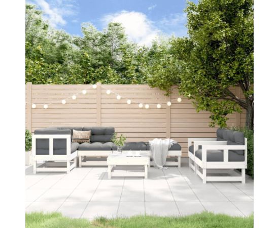 vidaXL 8- częściowy zestaw wypoczynkowy do ogrodu, biały, lite drewno sosnowe Dārza mēbeļu komplekti